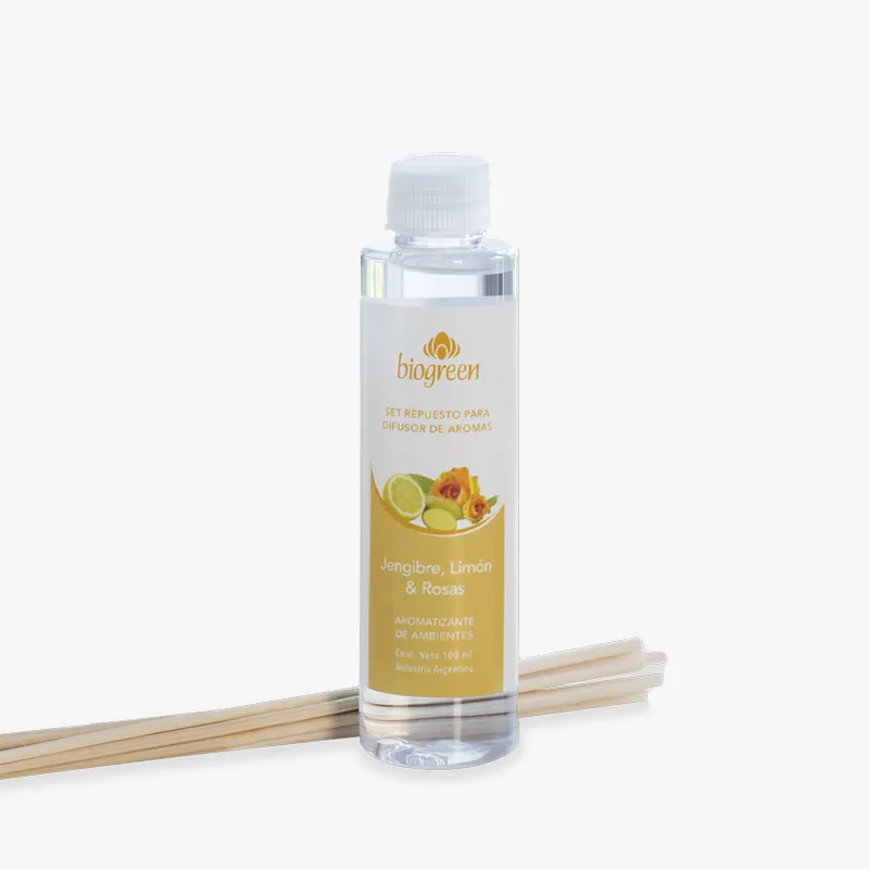 aromatizante de ambientes jengibre, limón y rosas